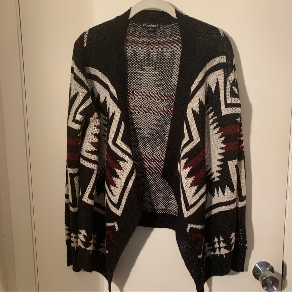 Printed Drape Front Cardigan